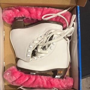 White Ice Skates with Pink Guards